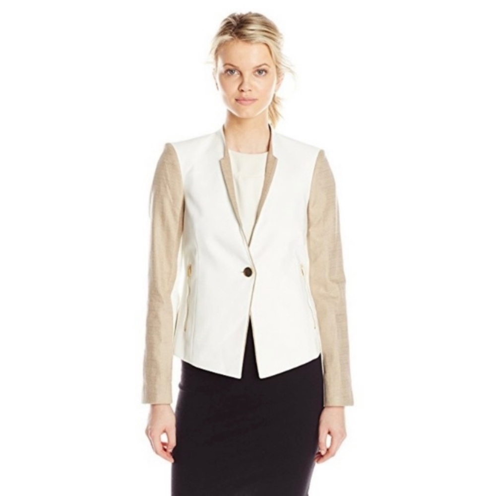 Calvin Klein color block blazer cotton /linen